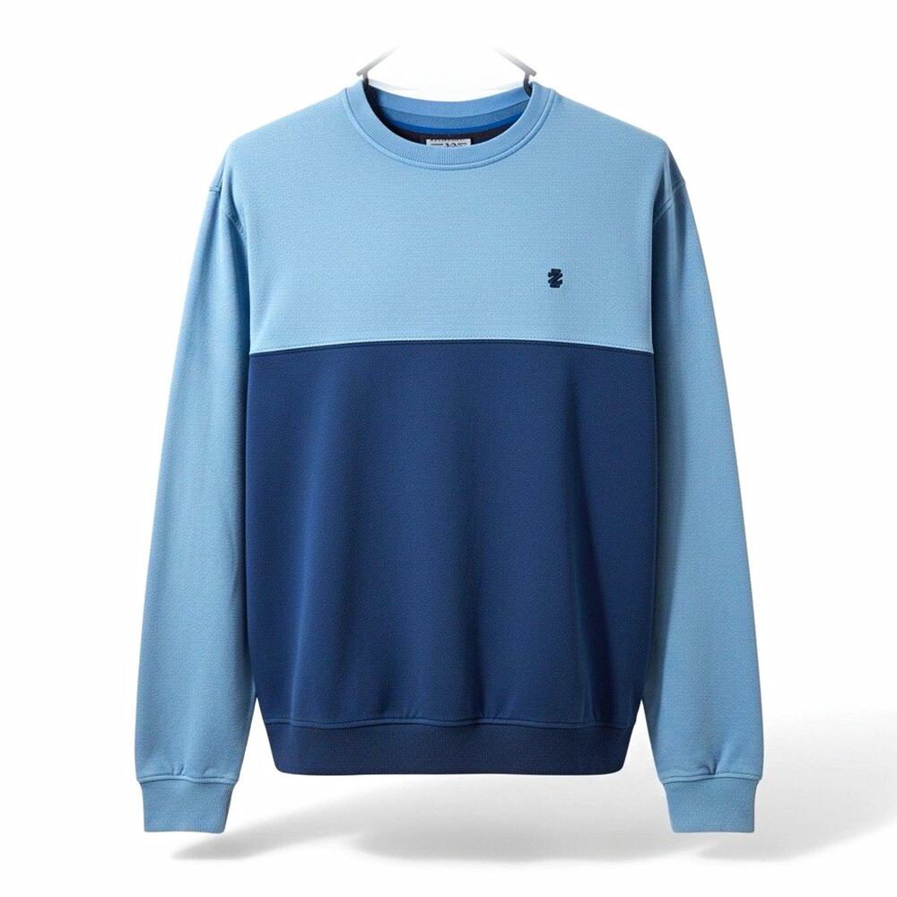 IZOD Advantage Men's Stretch Colorblock Crewneck Fleece Sweatshirt L Blue Gray